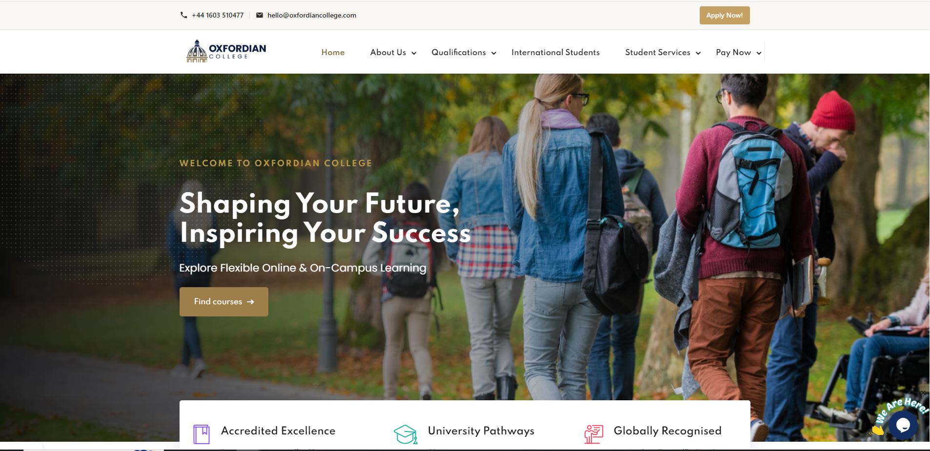 Oxfordian College website preview